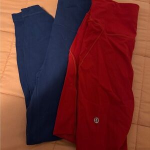 Lululemon Red & Navy Athletic Leggings